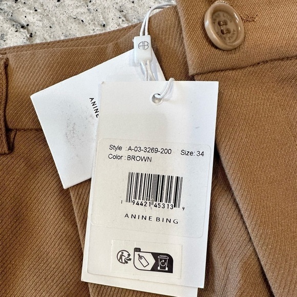 ANINE BING CARRIE PANT IN CAMEL TWILL SIZE 34 - Picture 8 of 8